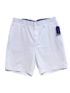 NEW Nautica Bright White Anchor Classic Fit 8.5” Deck Shorts, Size 32